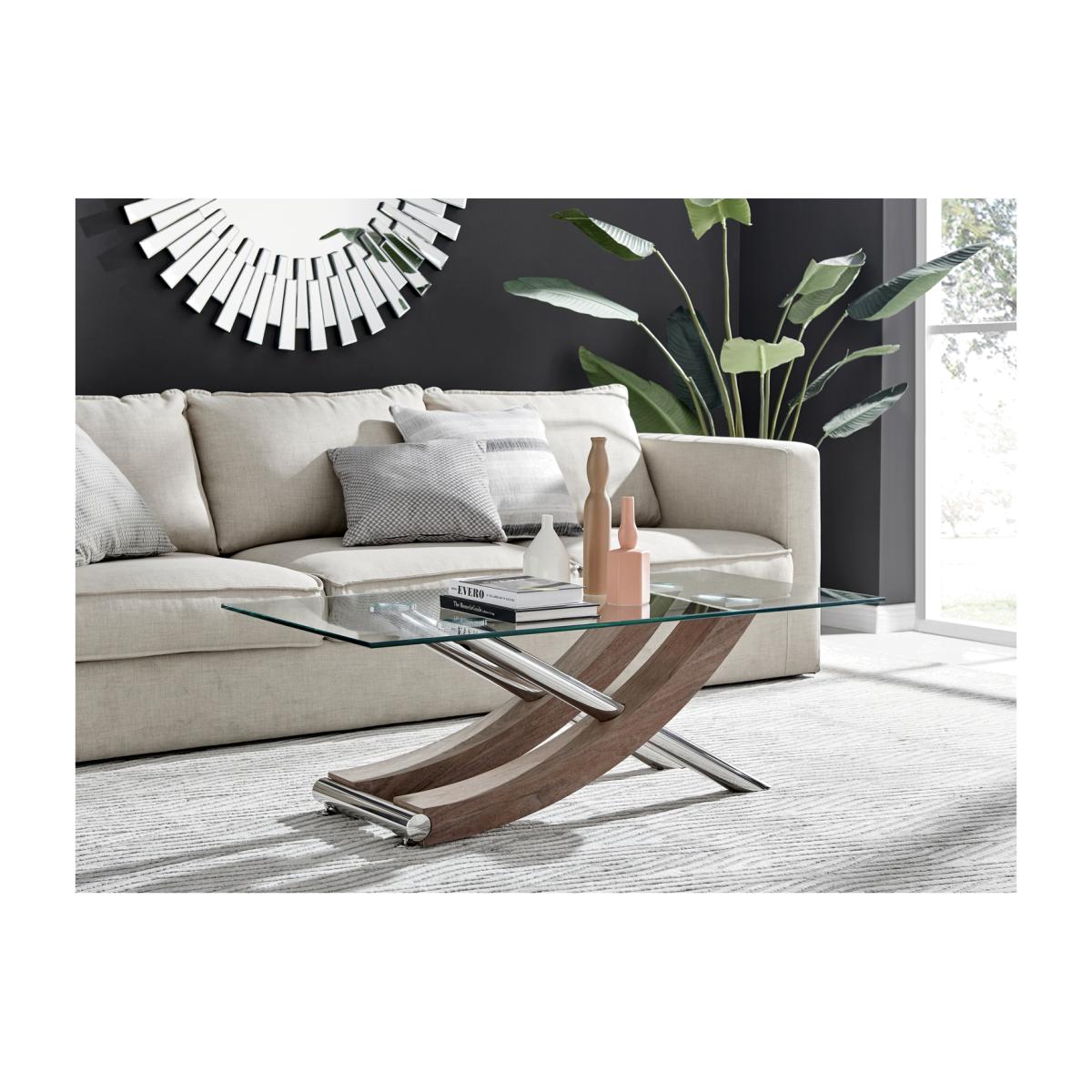 Mayfair Brown Wood Veneer and Metal Glass Coffee Table - Brown – image 1