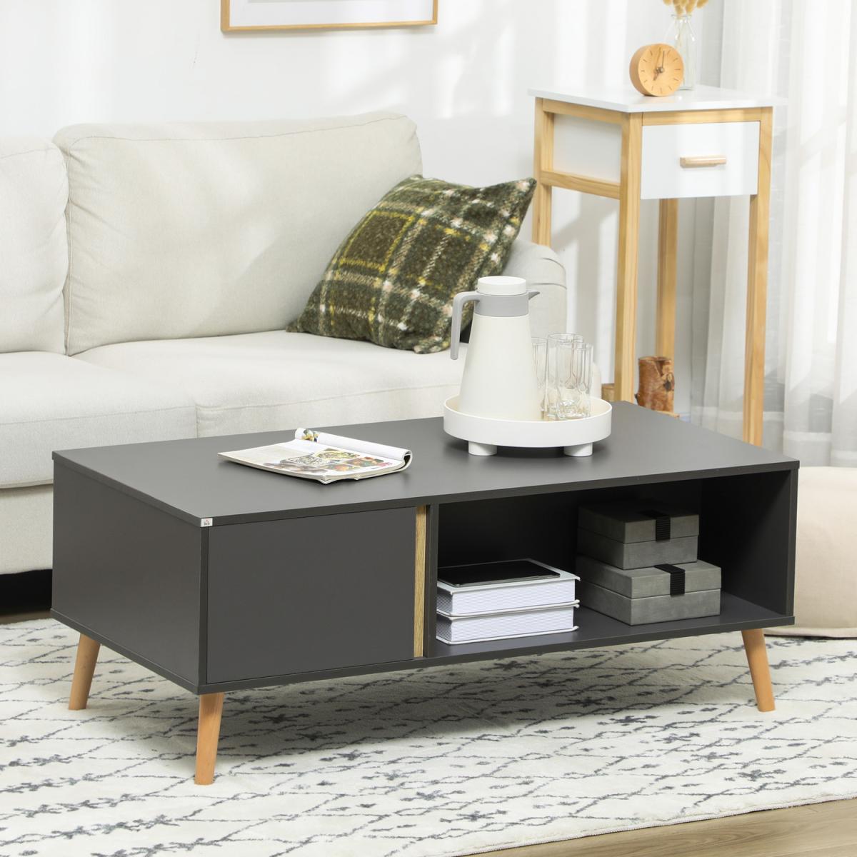 Coffee Table for Living Room Centre Table with Compartments Cabinets - Grey