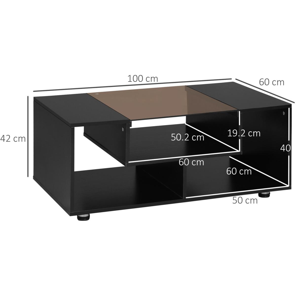 Coffee Table with Tempered Glass Top, Cocktail Table - Black – image 2