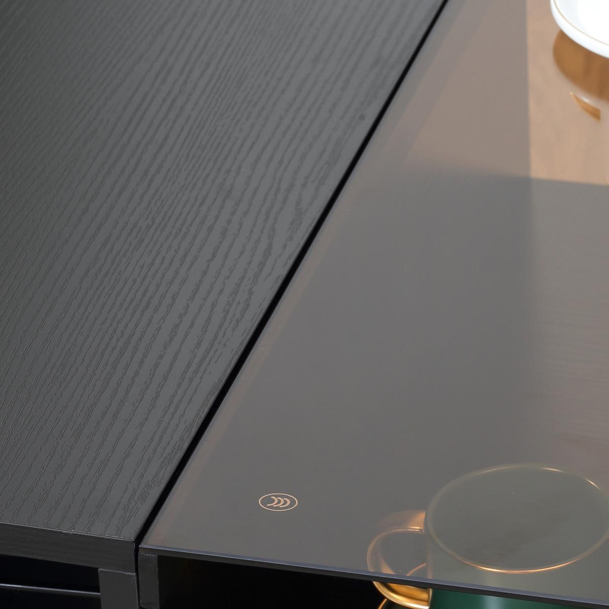 Coffee Table with Tempered Glass Top, Cocktail Table - Black – image 5