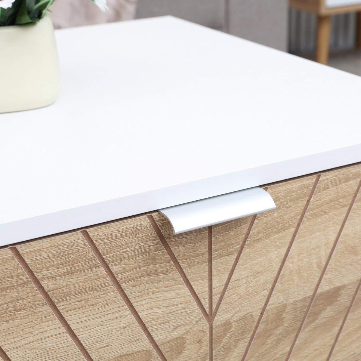 Modern Coffee Table Rectangular Living Room Table with Storage Drawer - White – image 5