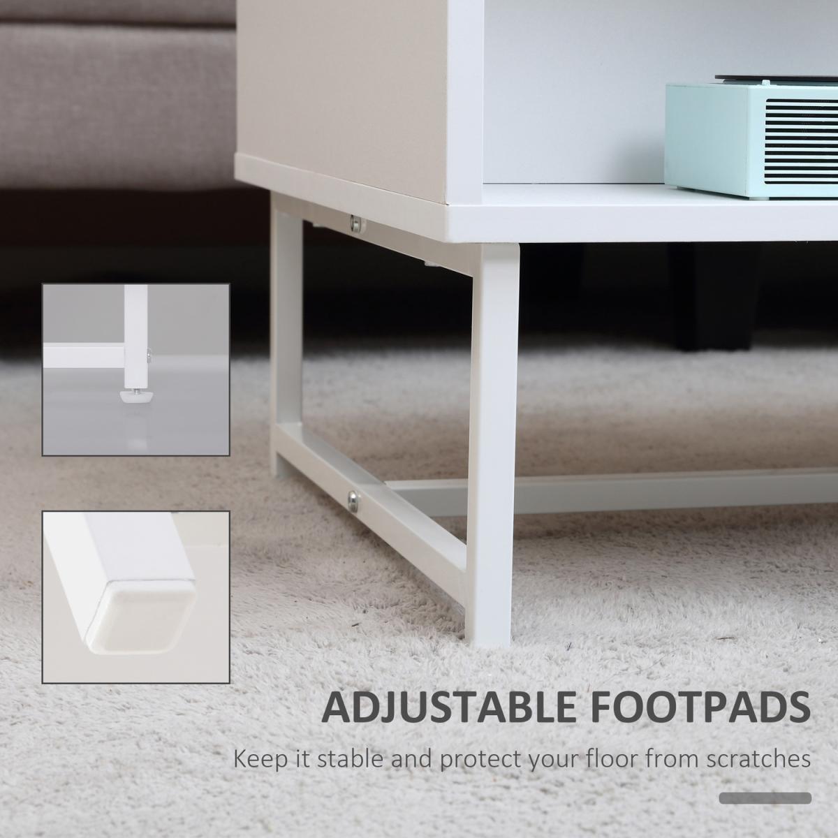 Modern Coffee Table Rectangular Living Room Table with Storage Drawer - White – image 7