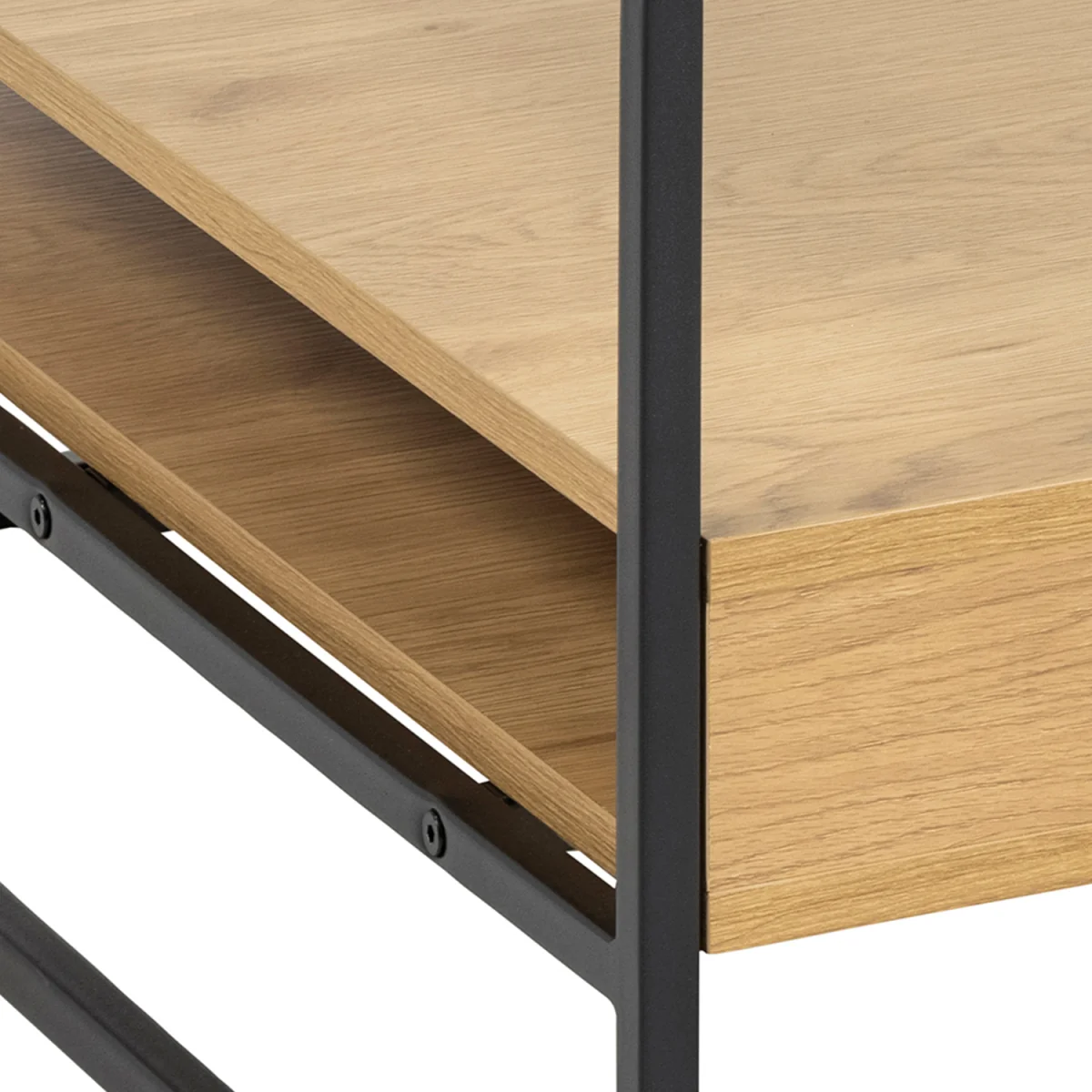 Randolf Square Coffee Table with 2 Shelves in Black and Oak - Black & Oak – image 5