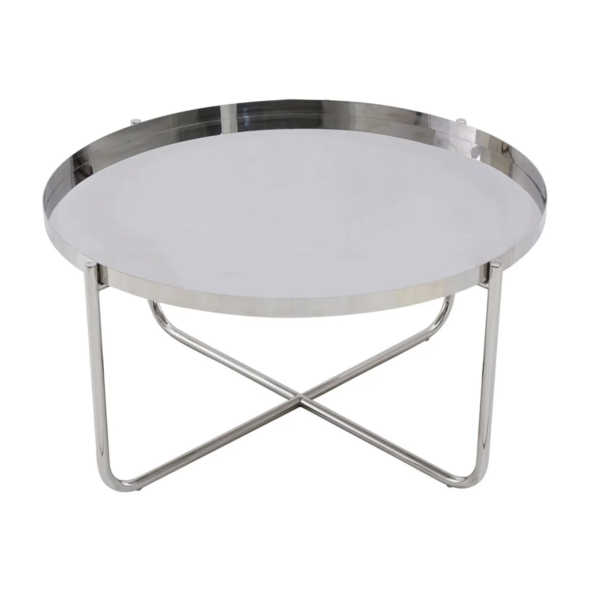Ember Round Silver Tray Top Coffee Table for Living Room - Silver – image 2