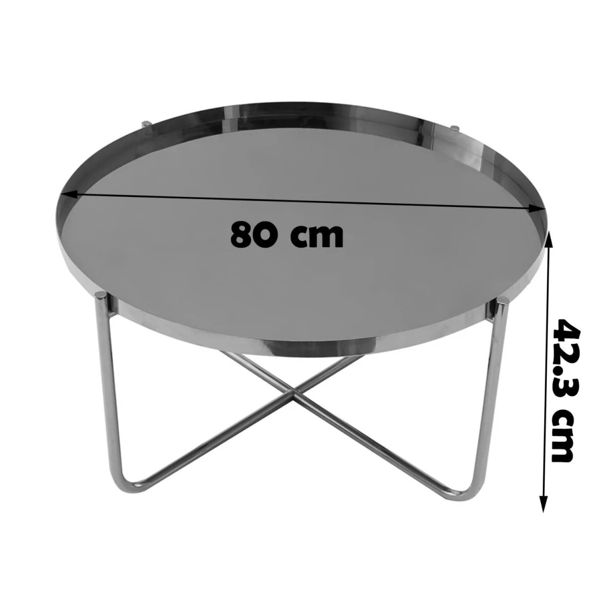 Ember Round Silver Tray Top Coffee Table for Living Room - Silver – image 6