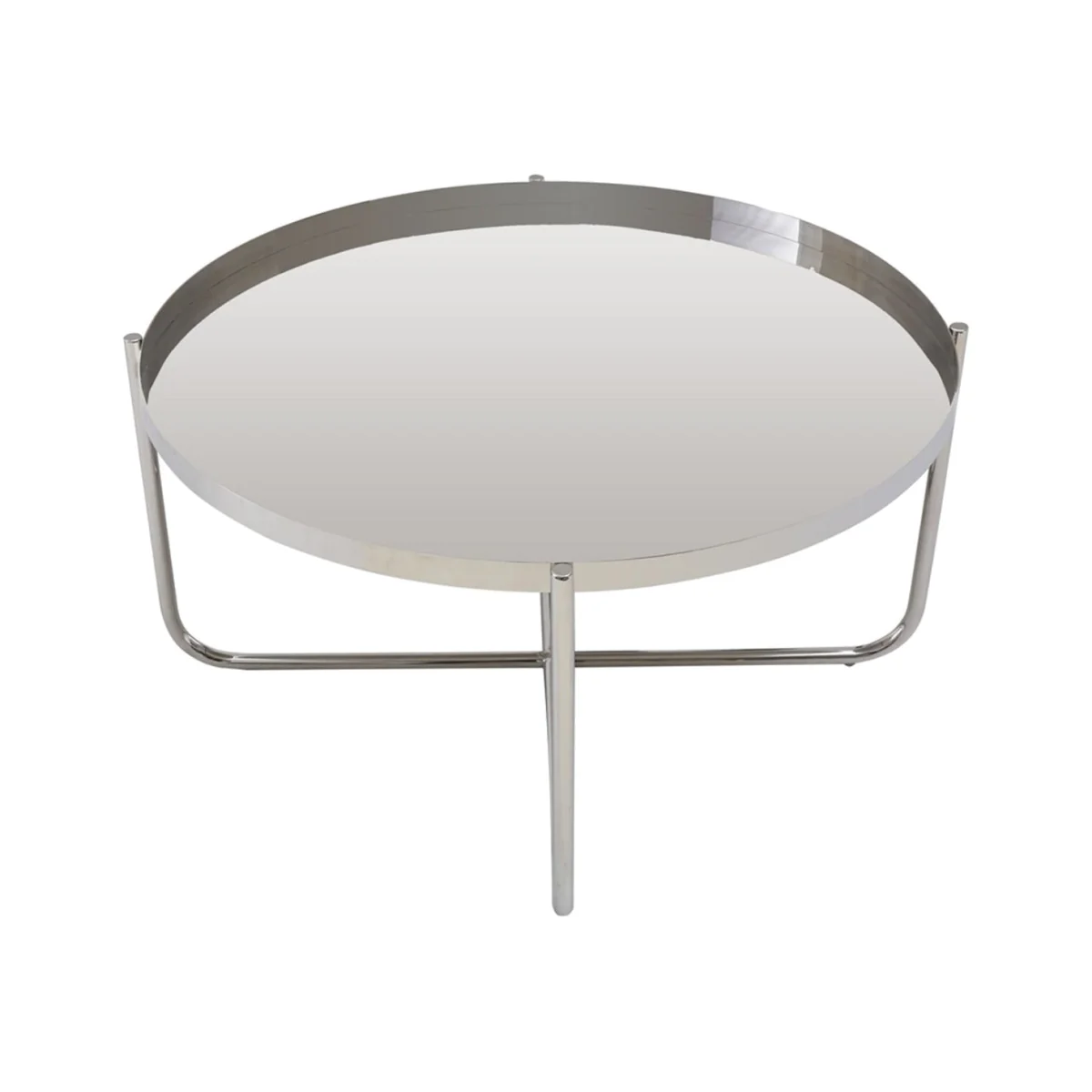 Ember Round Silver Tray Top Coffee Table for Living Room - Silver – image 1