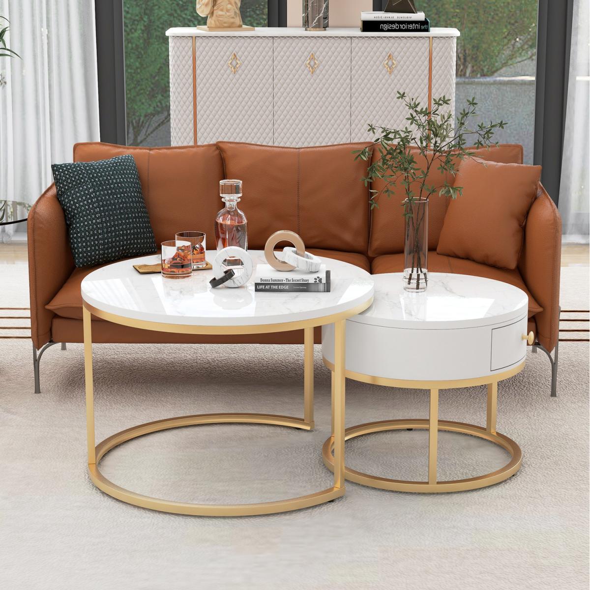 Round Nesting Coffee Tables - White