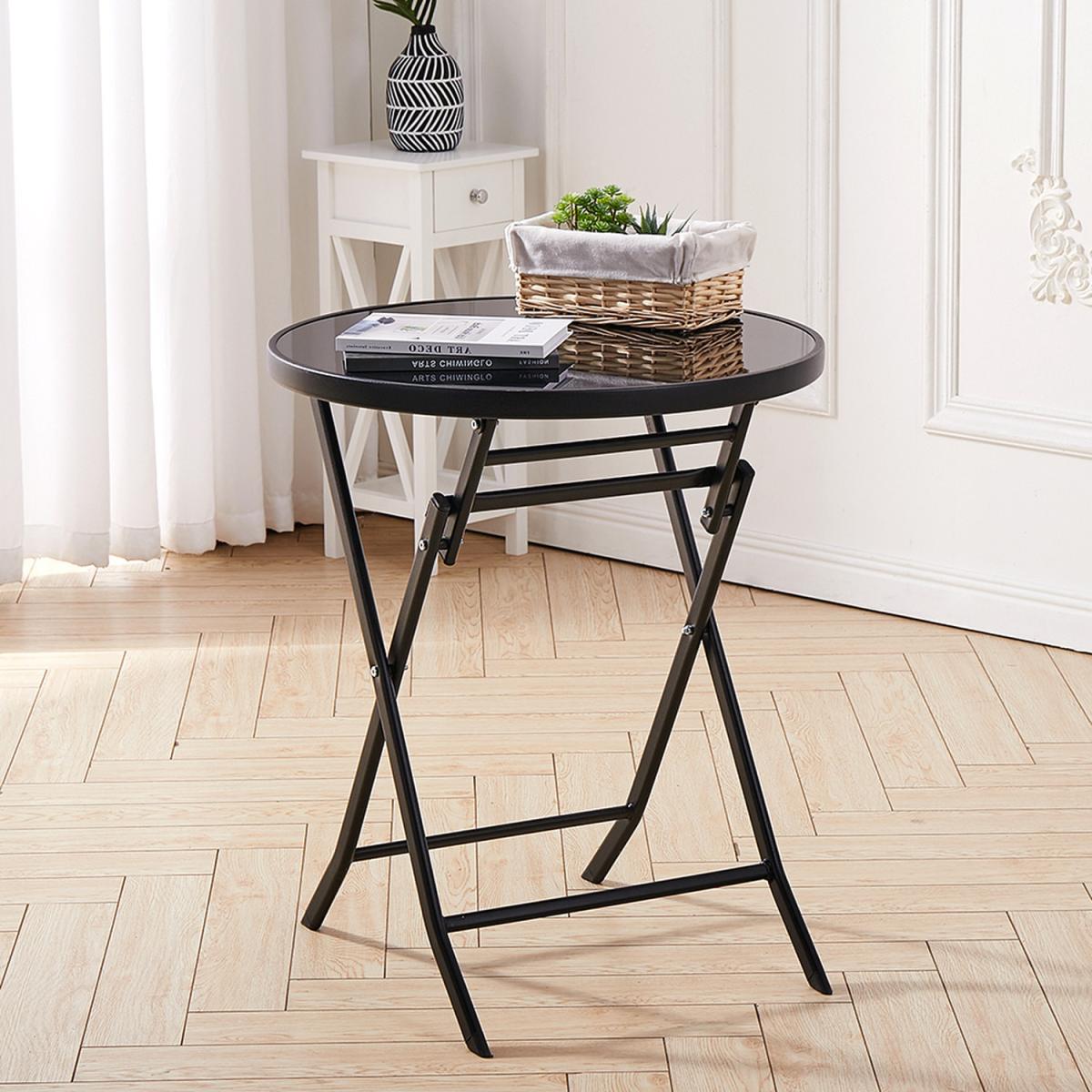 Folding Metal Coffee Table - Black / 60cm – image 9