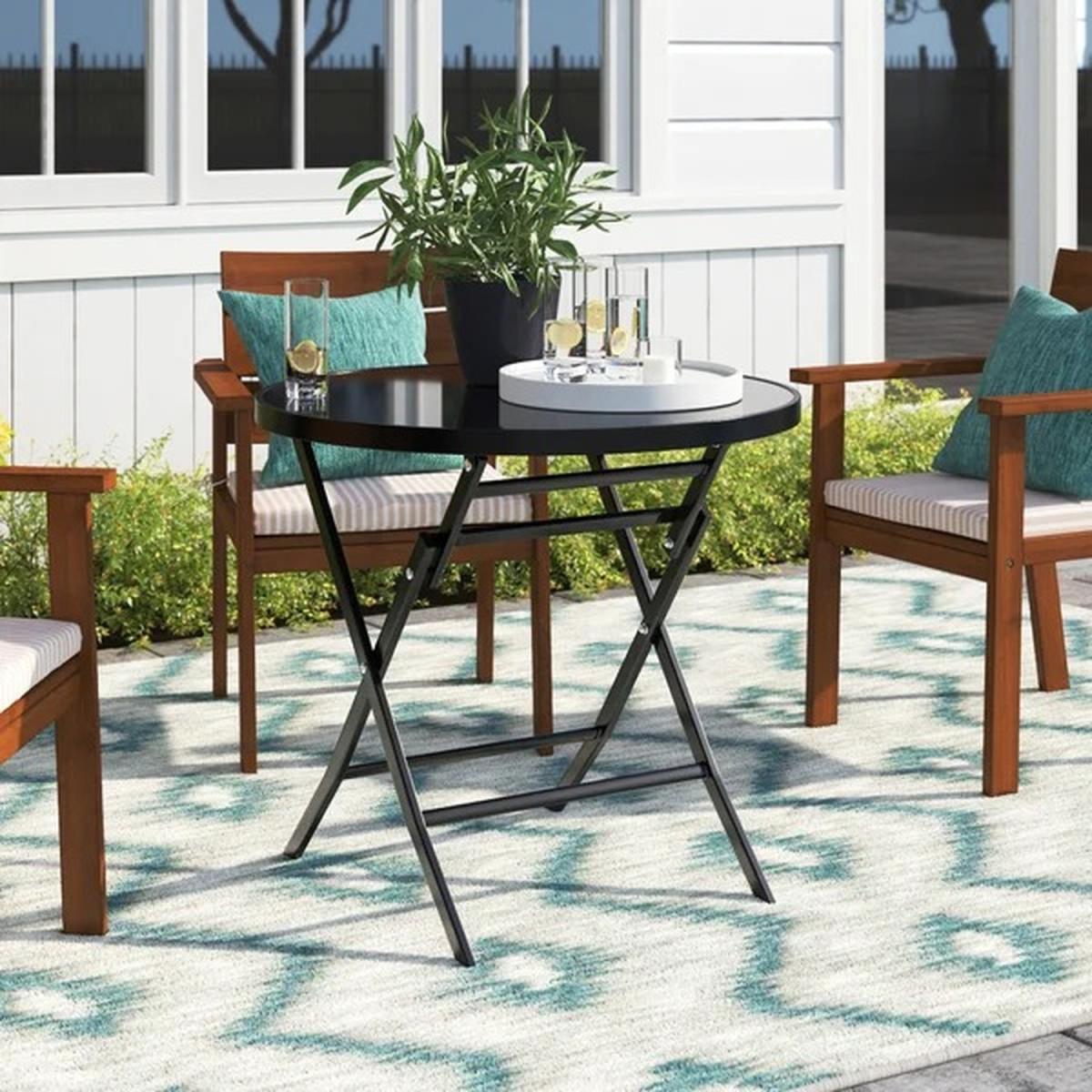 Folding Metal Coffee Table - Black / 60cm – image 1