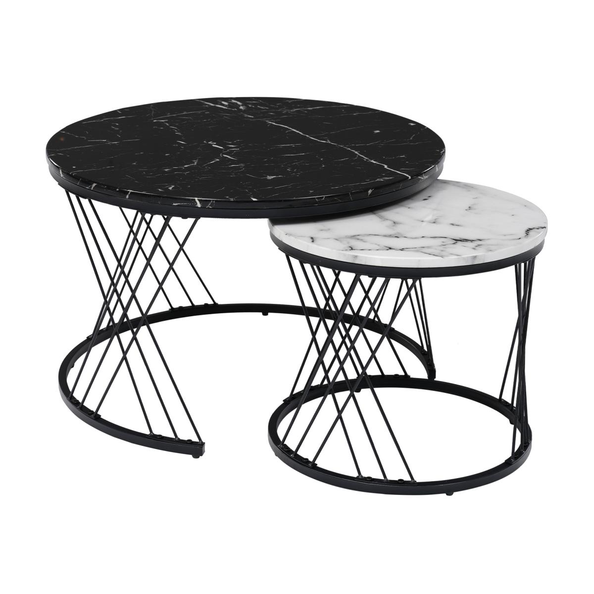 2er-Set Modern Coffee Table - White and Black