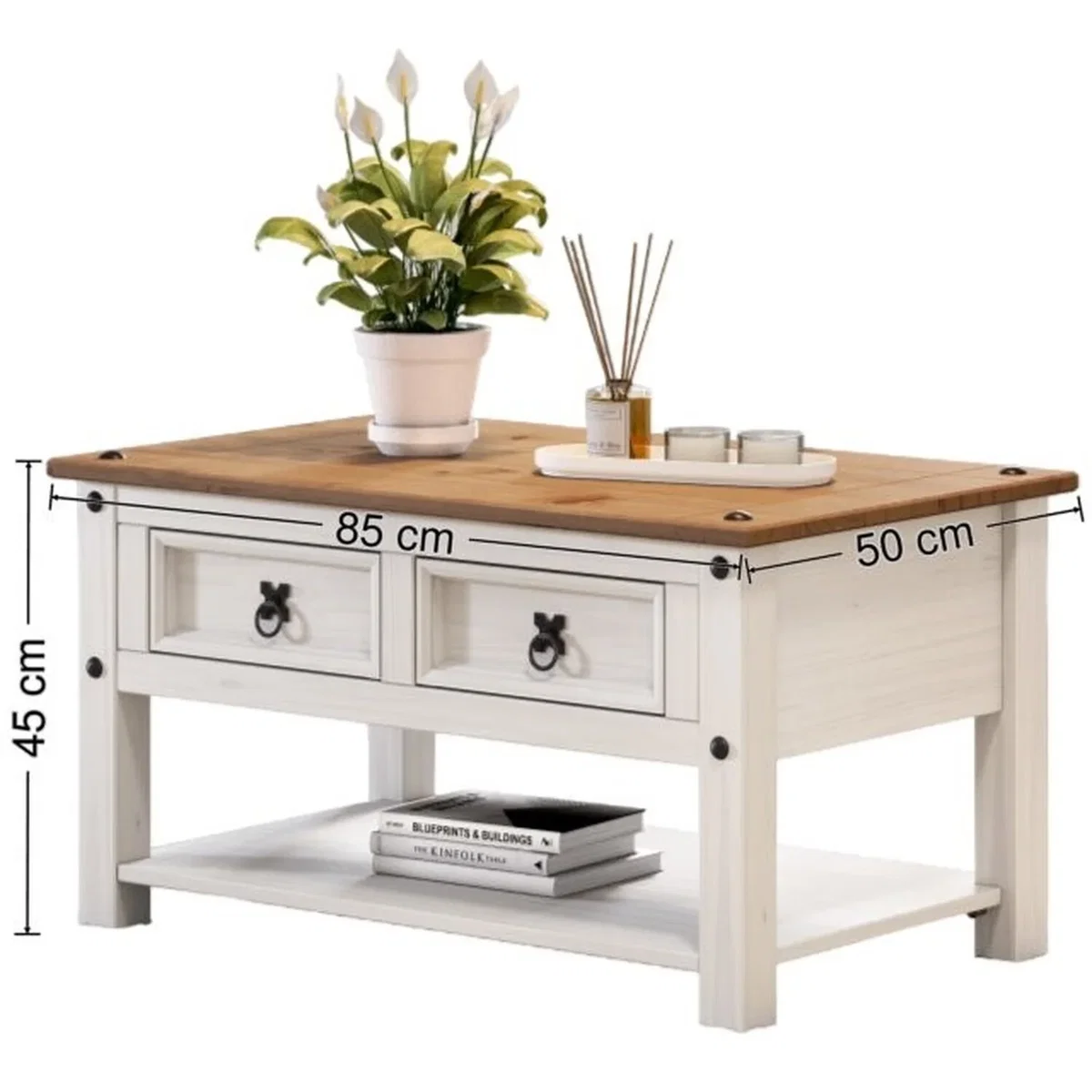 Mercers Furniture Corona 2 Drawer Coffee Table - Distressed White Wax – image 3