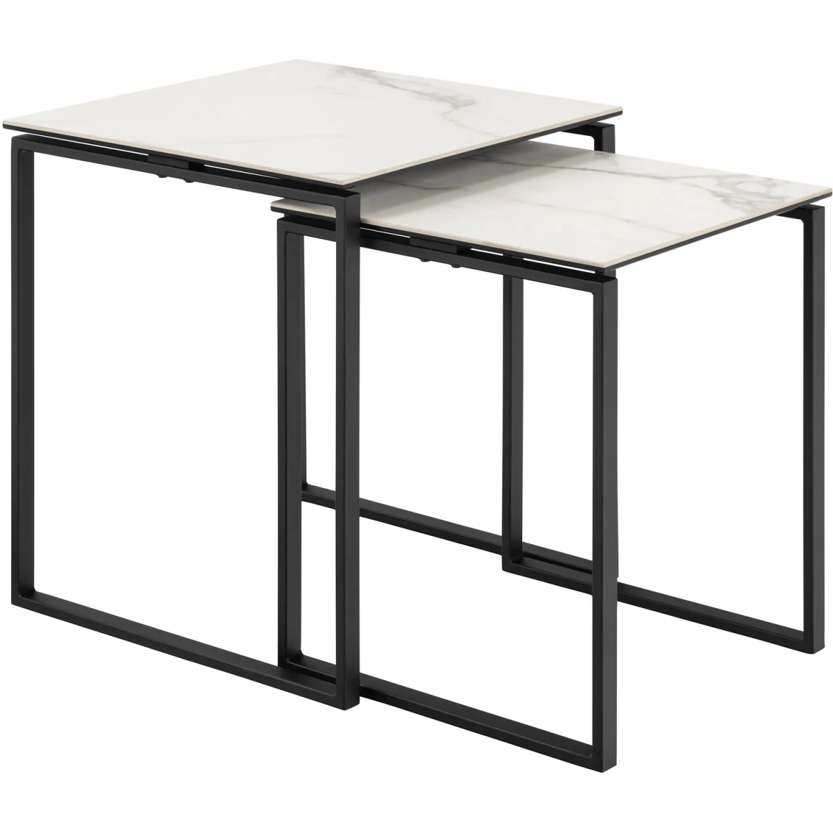 Katrine Square Coffee Table Set in Ceramic White - White – image 3