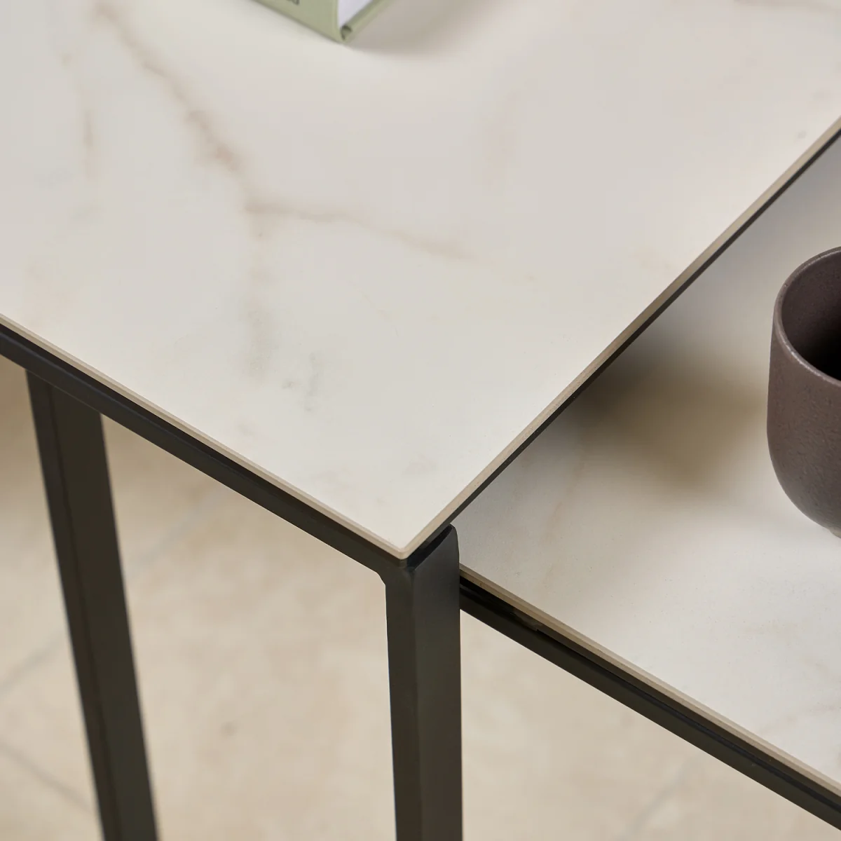 Katrine Square Coffee Table Set in Ceramic White - White – image 4