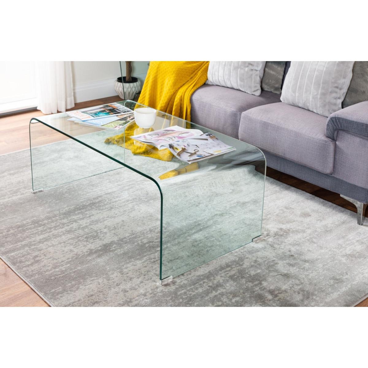 Turin Modern Clear Glass Curved Coffee Table - Clear – image 2
