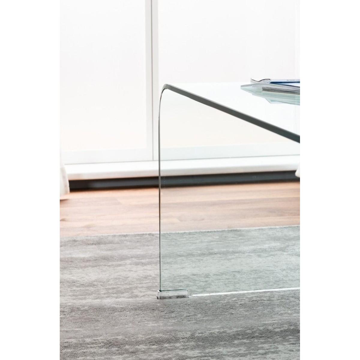 Turin Modern Clear Glass Curved Coffee Table - Clear – image 4