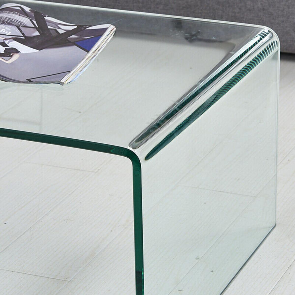 Turin Modern Clear Glass Curved Coffee Table - Clear – image 5