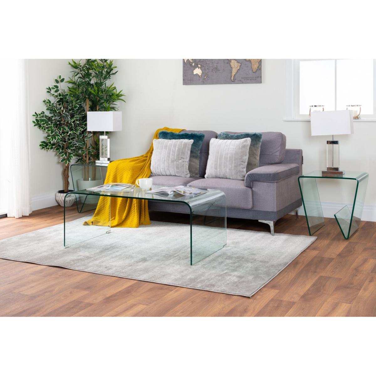 Turin Modern Clear Glass Curved Coffee Table - Clear – image 6