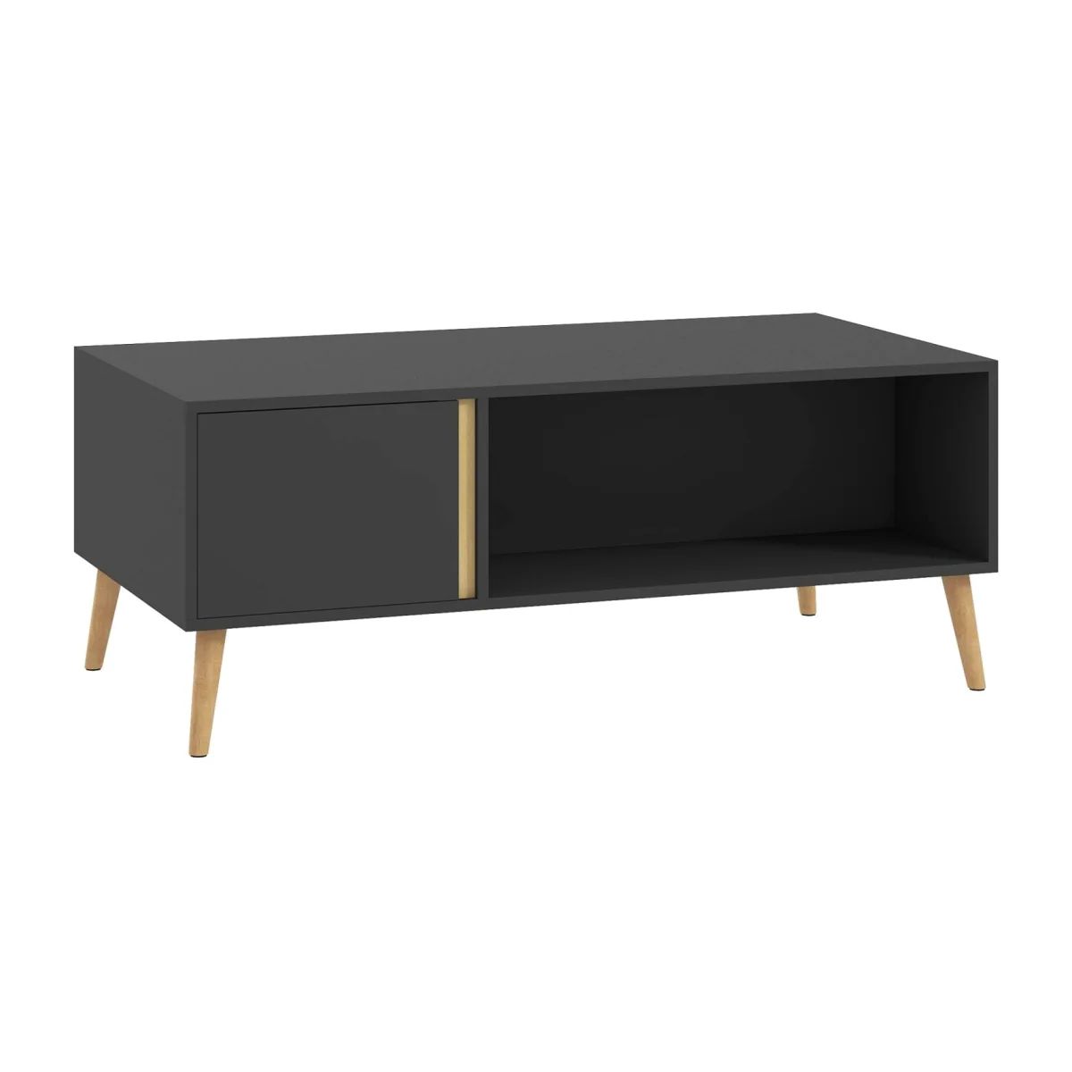 Panedi Grey Rectangular Coffee Table with Storage Compartments and Cabinets – image 1