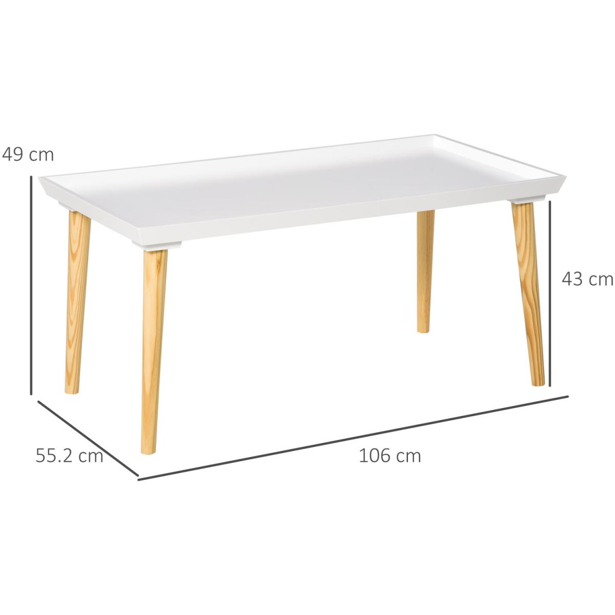 Modern Tray Top Coffee Table for Living Room - White – image 2