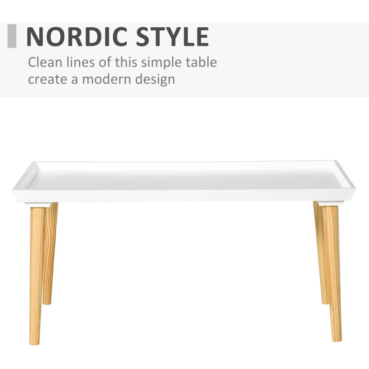Modern Tray Top Coffee Table for Living Room - White – image 5