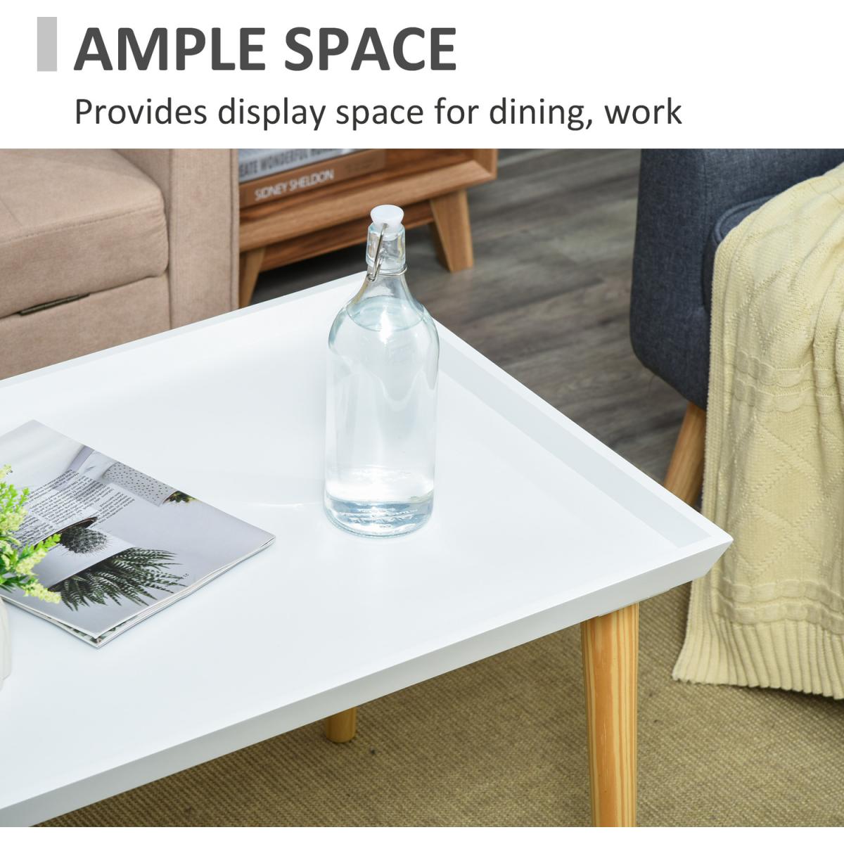 Modern Tray Top Coffee Table for Living Room - White – image 6
