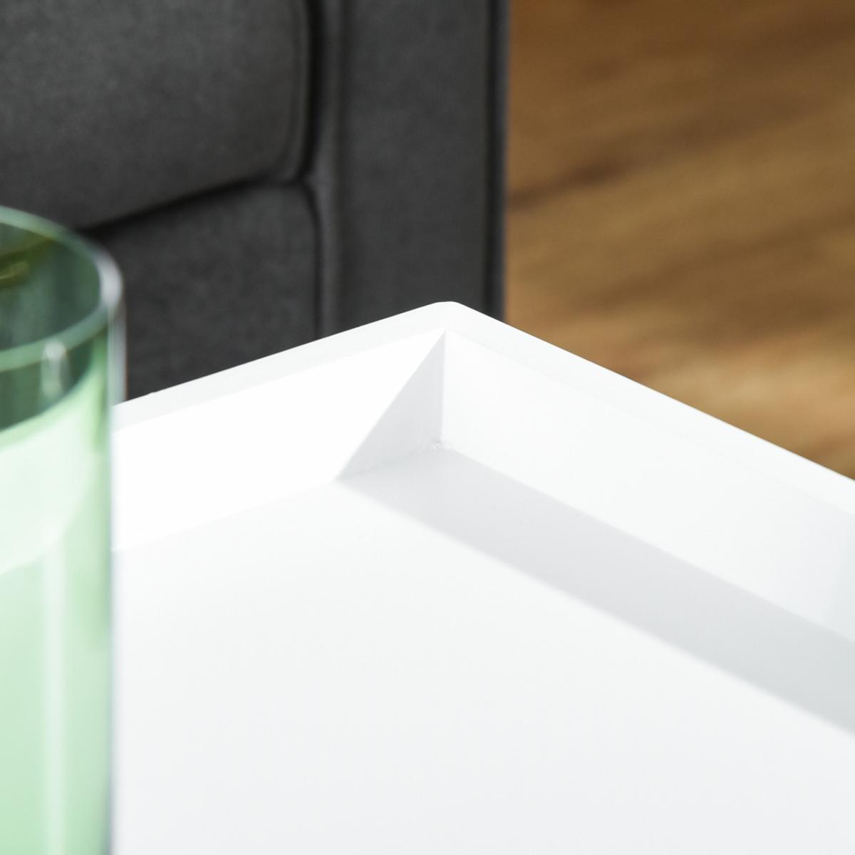 Modern Tray Top Coffee Table for Living Room - White – image 8