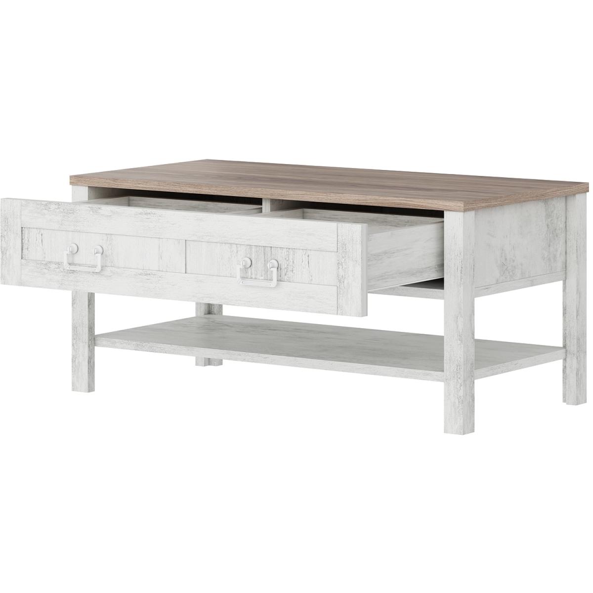 Sento Coffee Table White Reclaimed Wood Look - White and Oak – image 2