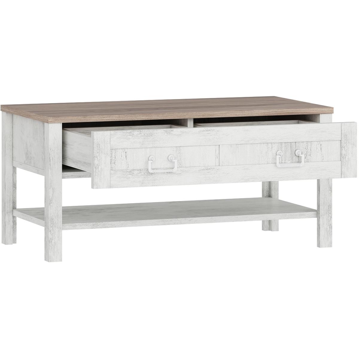 Sento Coffee Table White Reclaimed Wood Look - White and Oak – image 7