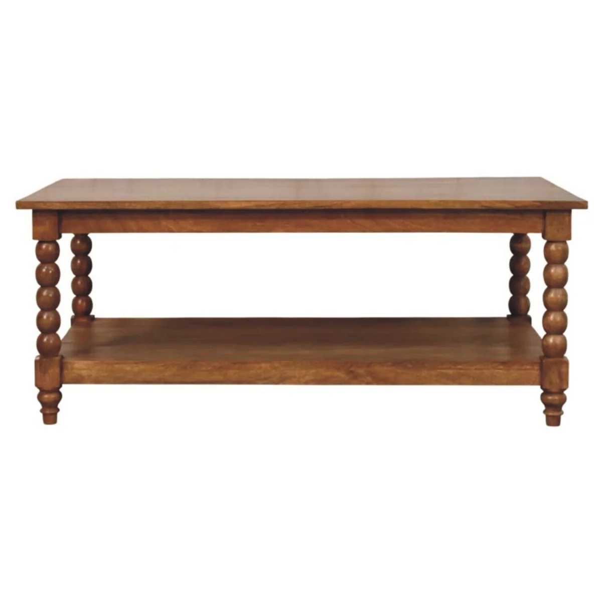Solid Wood Spindle Coffee Table with Open Shelf - Brown – image 3