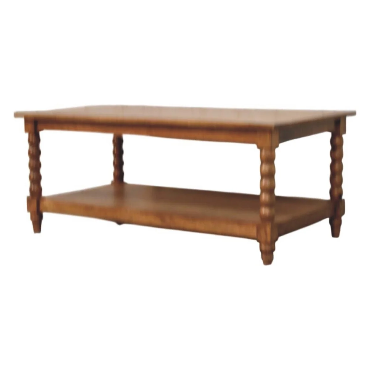 Solid Wood Spindle Coffee Table with Open Shelf - Brown – image 4