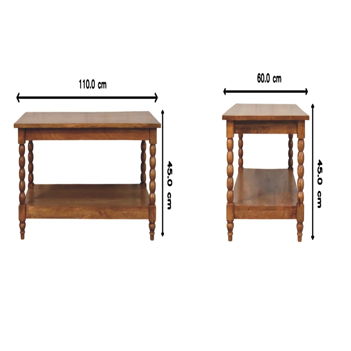 Solid Wood Spindle Coffee Table with Open Shelf - Brown – image 6
