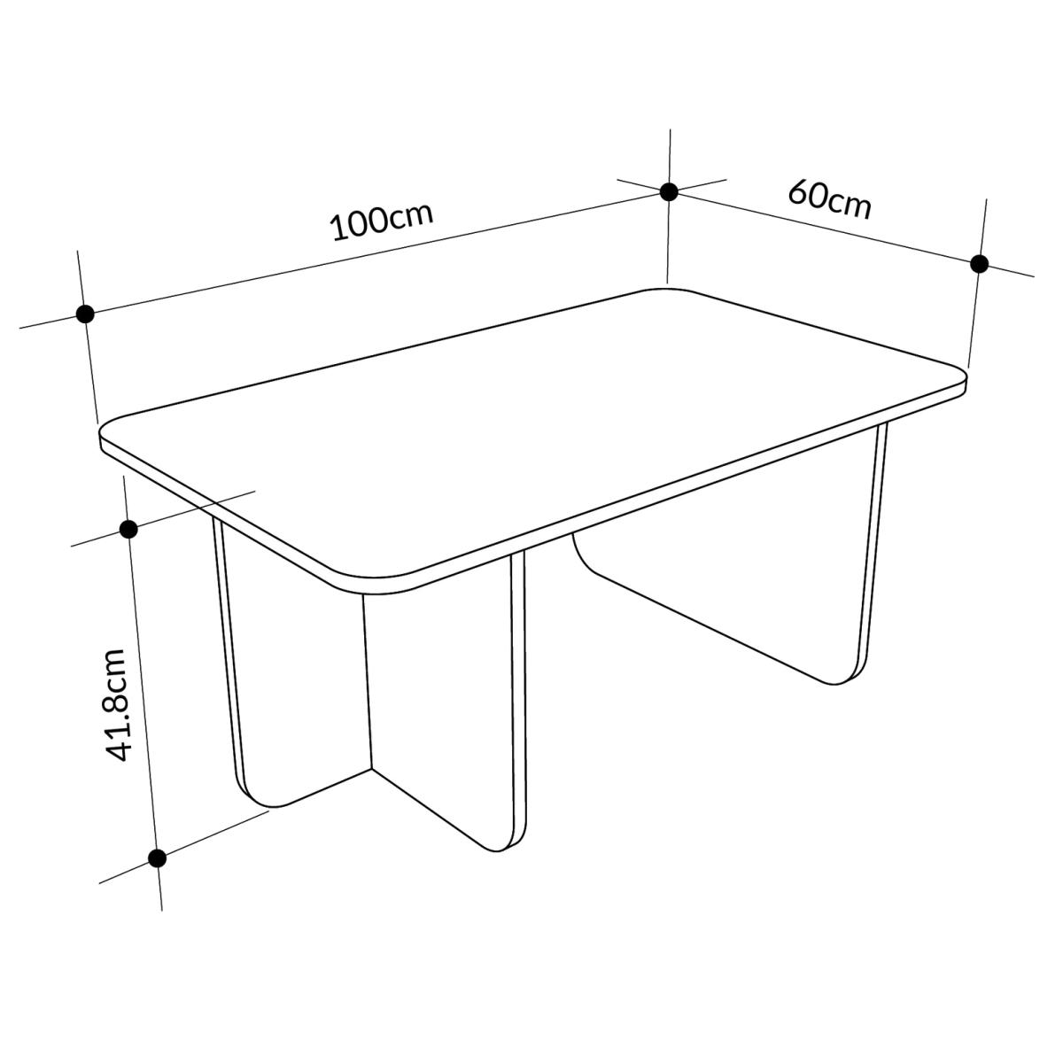 Modern Coffee Table with Rounded Corners, Thick Slab Legs - Sandstone,Oak