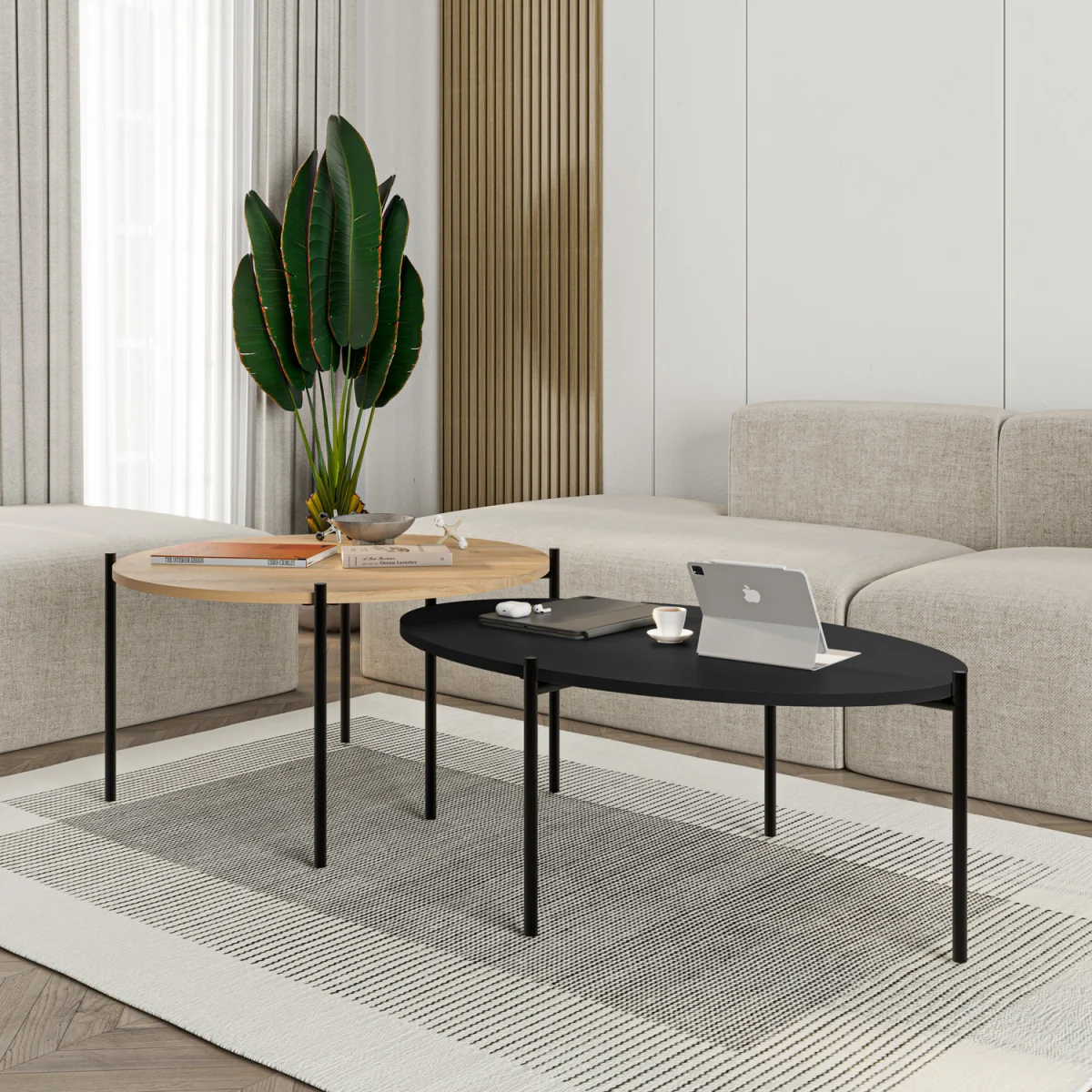 Odelia Coffee Table - Oak, Silky Black – image 1