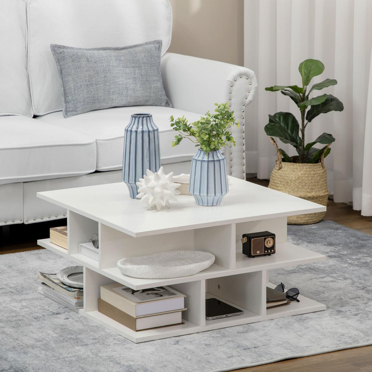 Square Coffee Tables for Living Room, Modern Cocktail Table - Grey – image 13