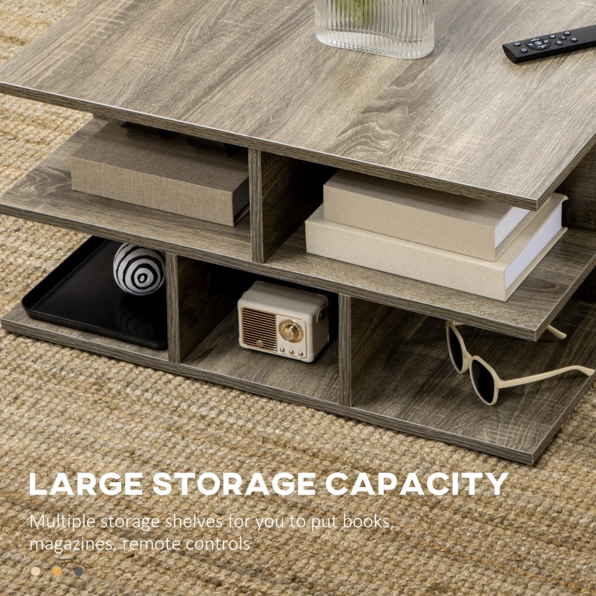 Square Coffee Tables for Living Room, Modern Cocktail Table - Grey – image 3