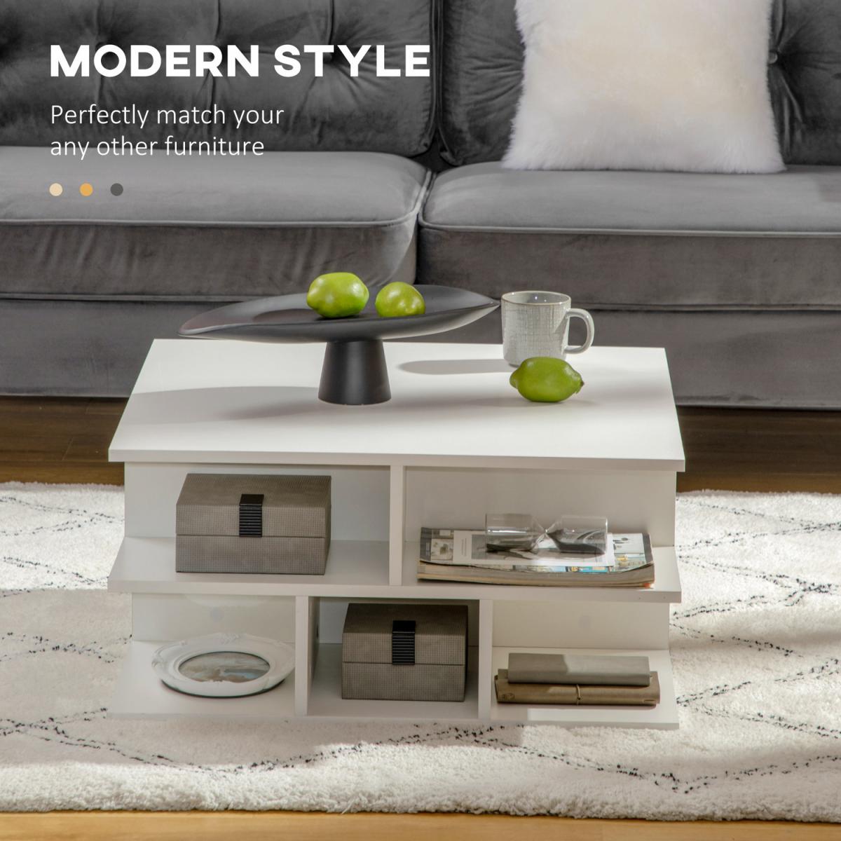 Square Coffee Tables for Living Room, Modern Cocktail Table - Grey – image 7