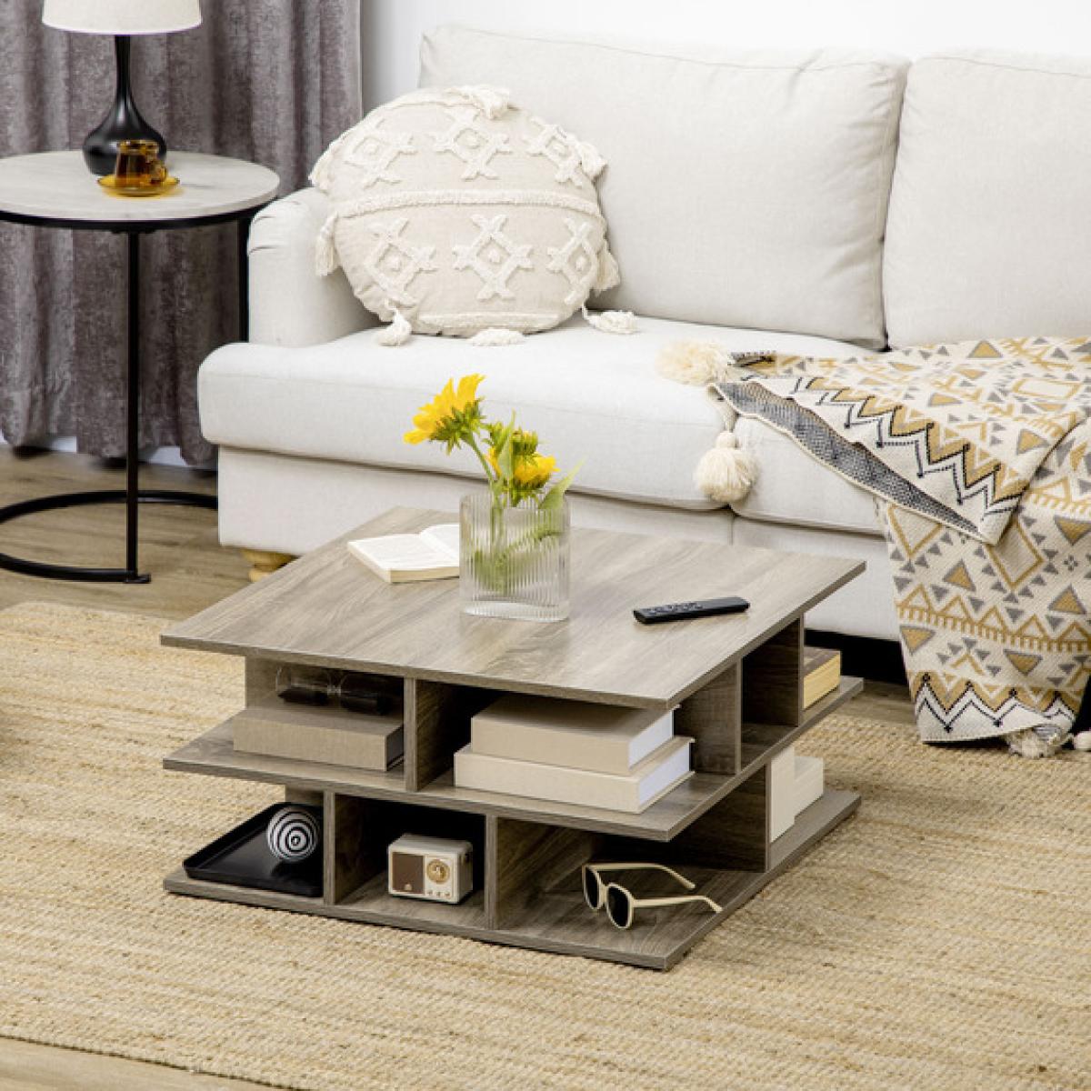 Square Coffee Tables for Living Room, Modern Cocktail Table - Grey – image 1