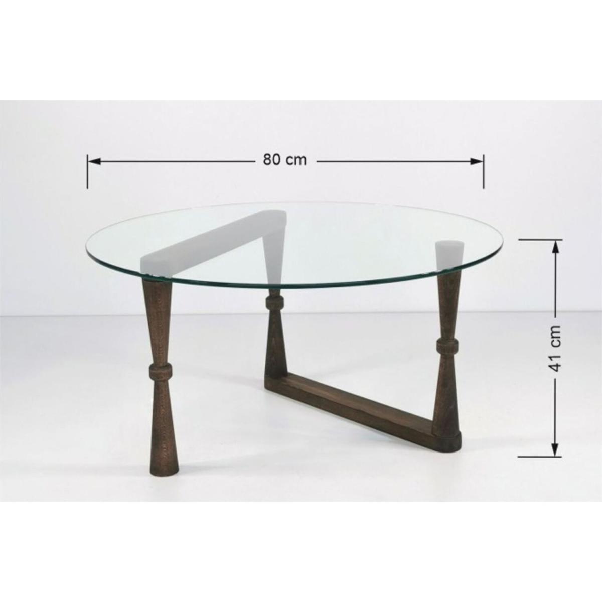 Round Glass Coffee Table - Natural & Glass – image 3