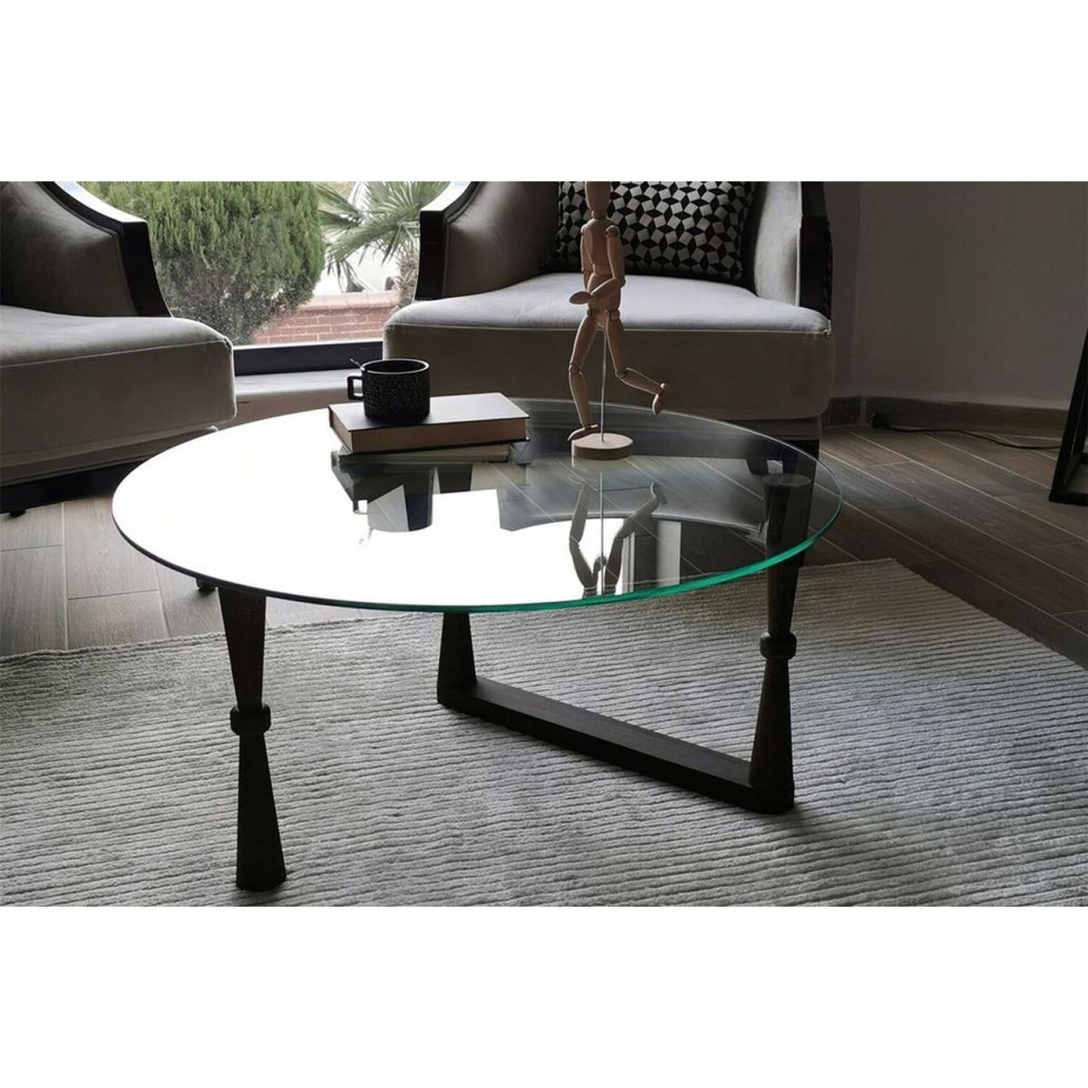 Round Glass Coffee Table - Natural & Glass – image 4