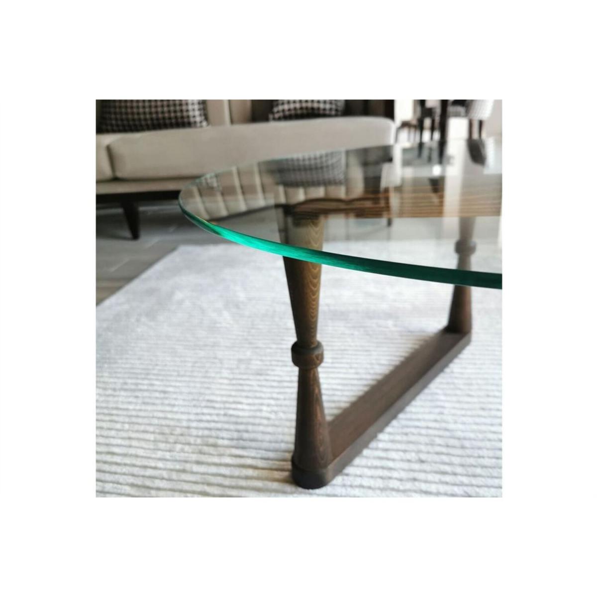 Round Glass Coffee Table - Natural & Glass – image 5