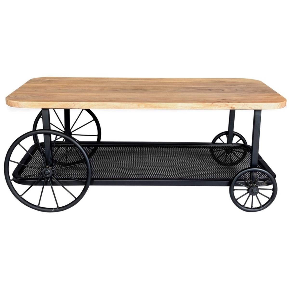 Industrial Creative Craft Inspiration Wheel Coffee Table - Light Wood – image 2