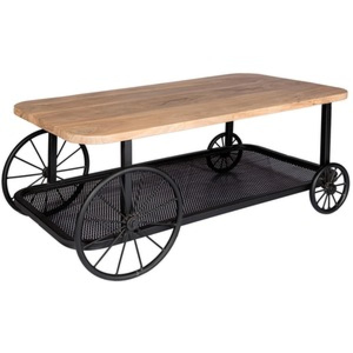 Industrial Creative Craft Inspiration Wheel Coffee Table - Light Wood – image 4