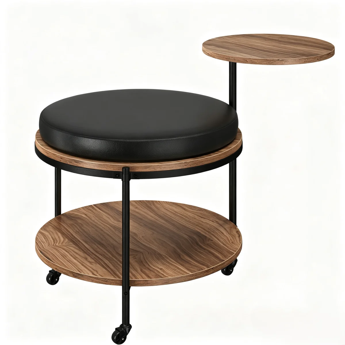 Yaheetech 2-Tier Rolling Coffee Table with Removable Cushion Top - Walnut/Black – image 3