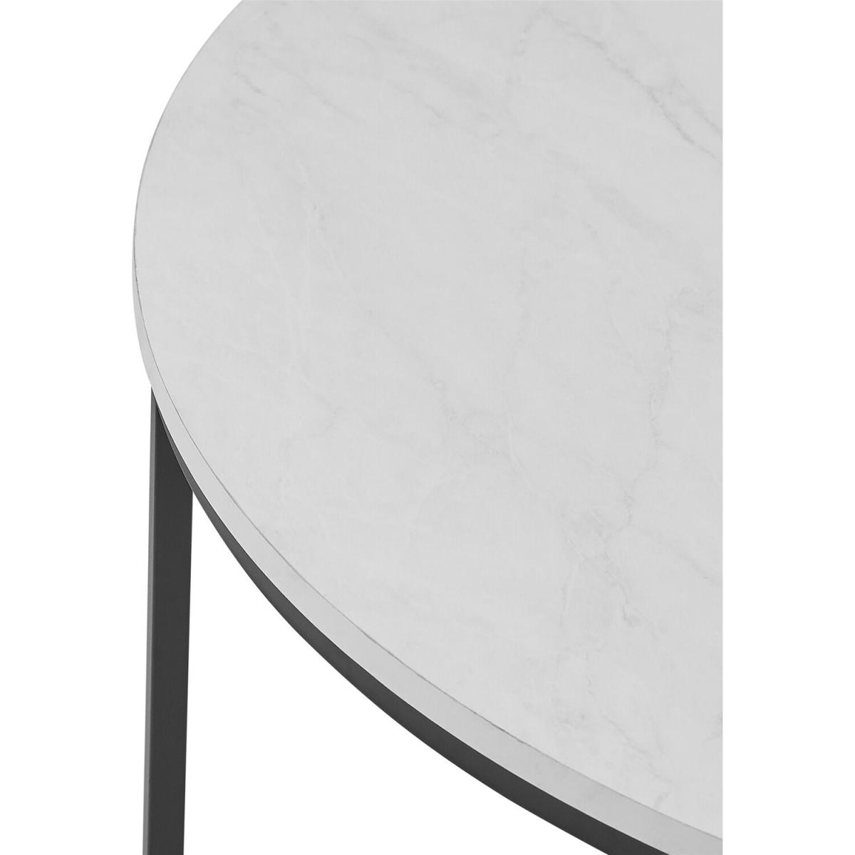 Nika Round Coffee Table White Marble Effect and Black Metal - White Marble Effect – image 3