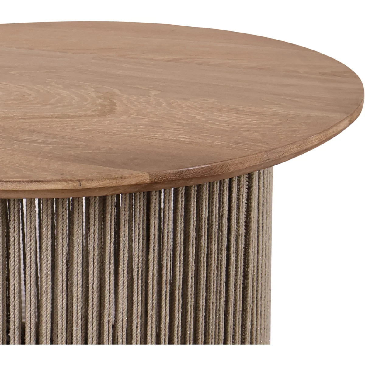 Round Rope Design Coffee Table with Solid Oak Wood Top - Natural – image 3