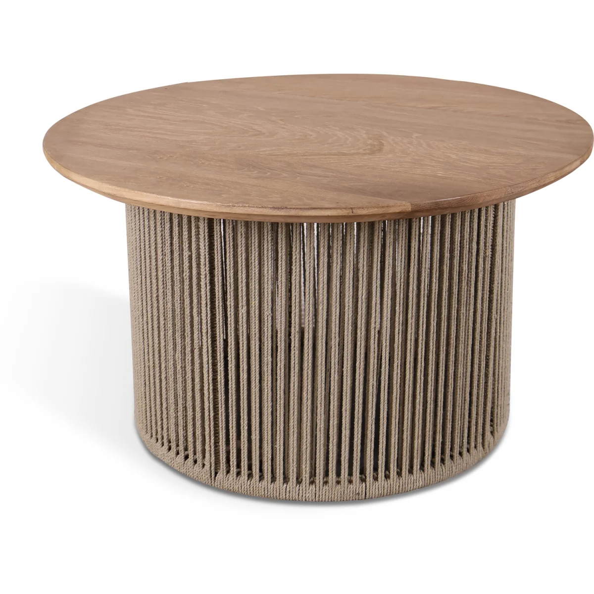 Round Rope Design Coffee Table with Solid Oak Wood Top - Natural – image 5