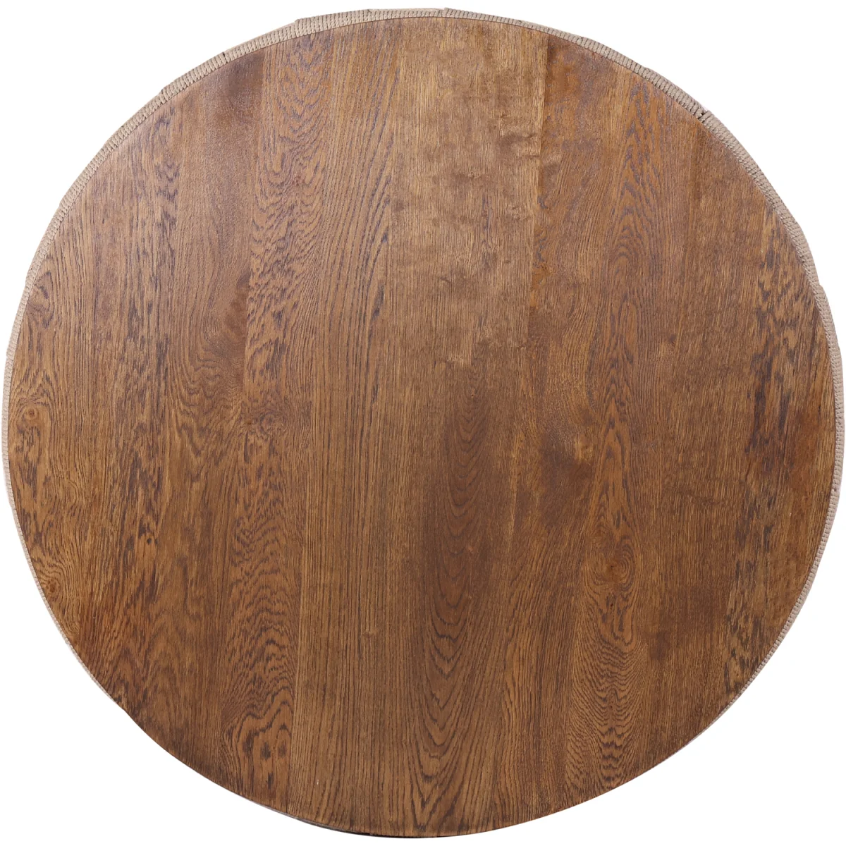 Round Woven Rope Coffee Table with Solid Oak Wood Top - Natural – image 7