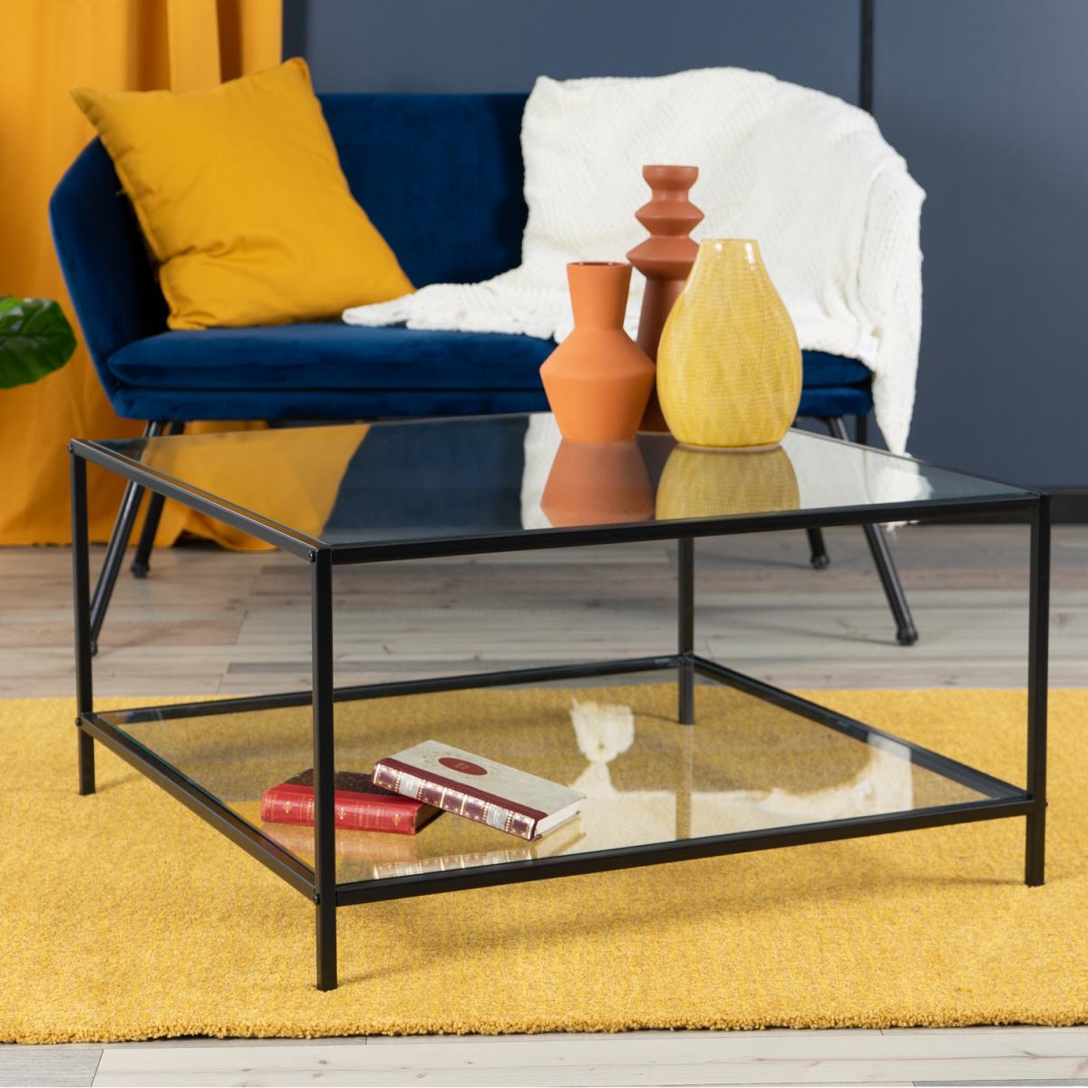 Hudd Square Glass Coffee Table - black / Glass Base – image 2