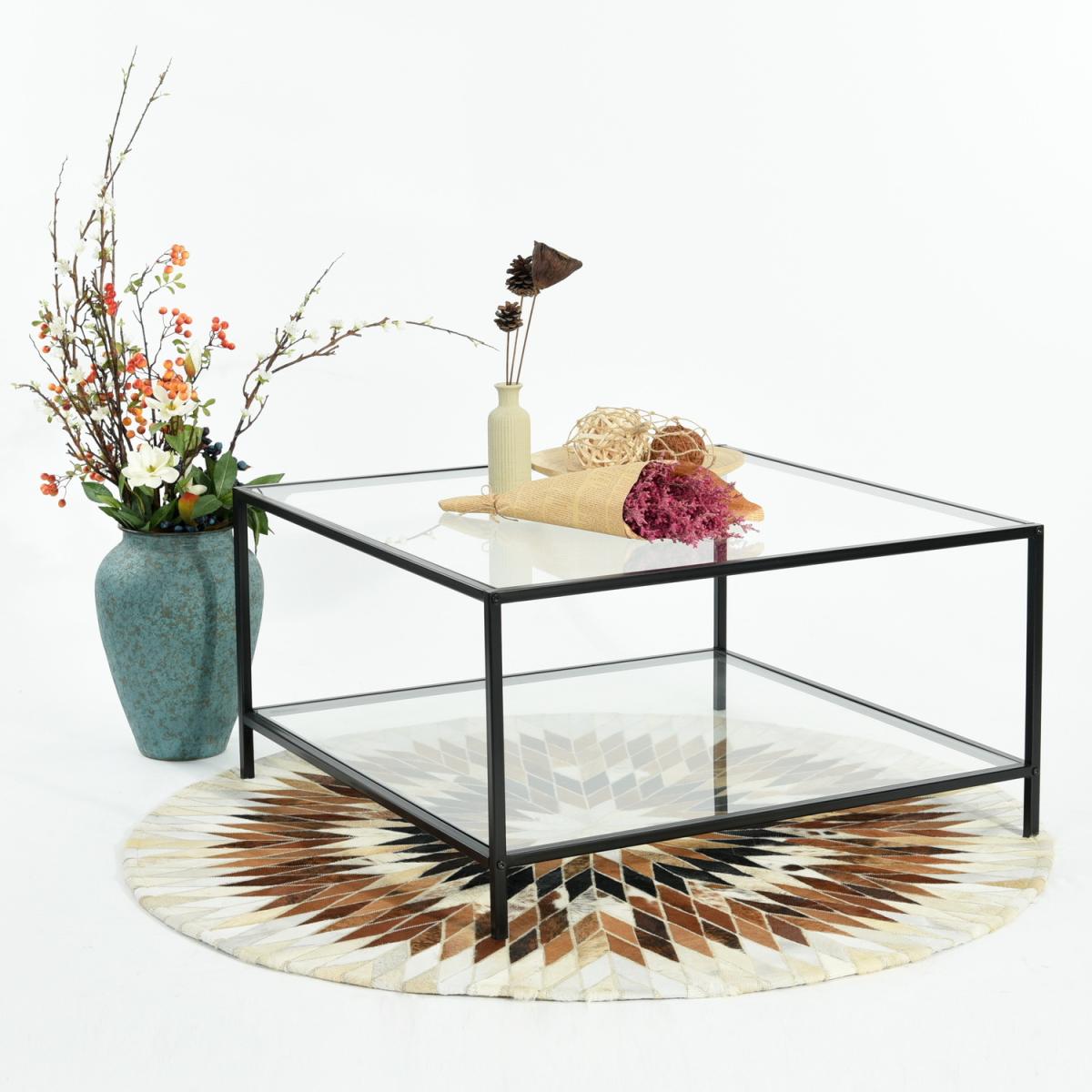 Hudd Square Glass Coffee Table - black / Glass Base – image 3
