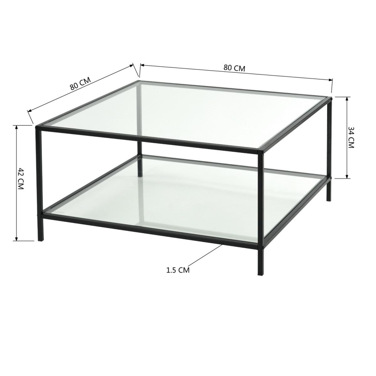 Hudd Square Glass Coffee Table - black / Glass Base – image 4